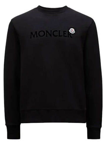 8G00039 809KR 999 Logo Patch Round Sweatshirt Black Men s TLS 271801 - MONCLER - BALAAN 1