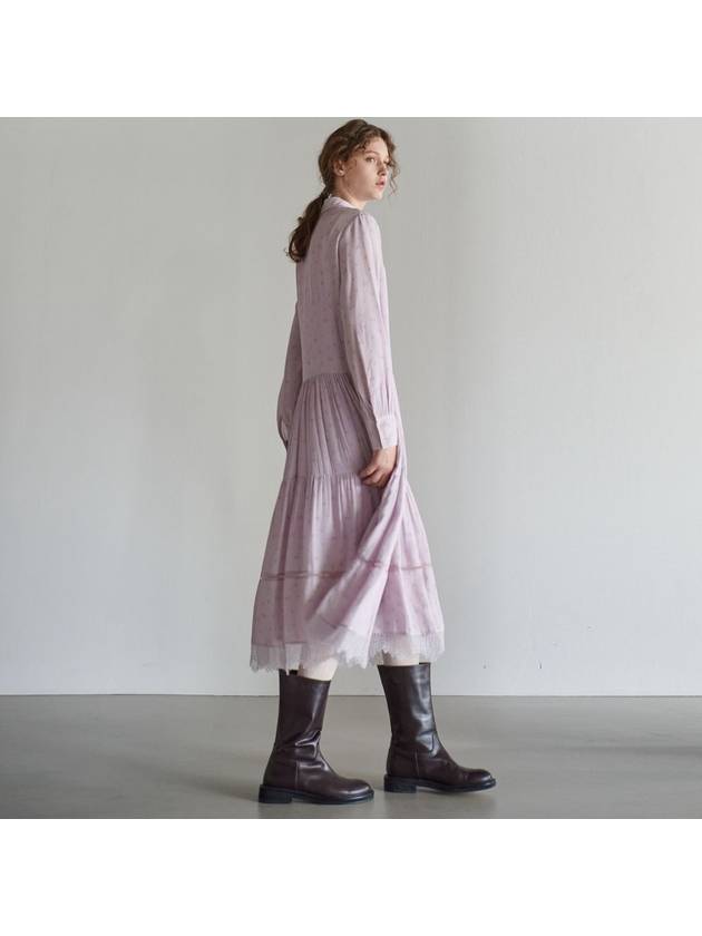 Women's Lace Tiered Printing Shirring DressLavender - MITTE - BALAAN 5