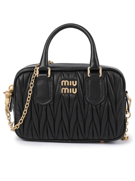 Matelasse Nappa Leather Top Handle Mini Bag Black - MIU MIU - BALAAN 2