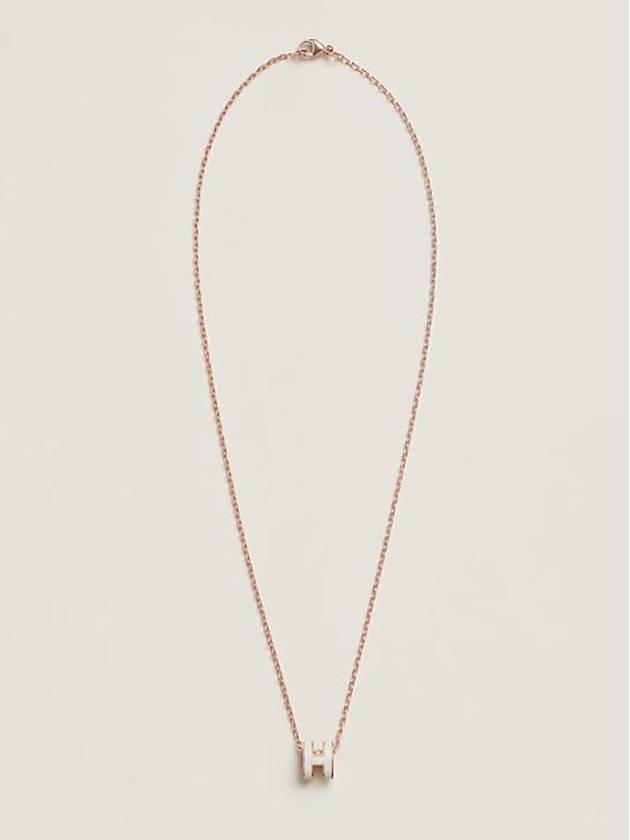 Mini Pop H Pendant Rose Gold & Blanc - HERMES - BALAAN 3