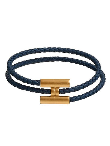 Tournis Tresse Bracelet Gold Navy - HERMES - BALAAN 1