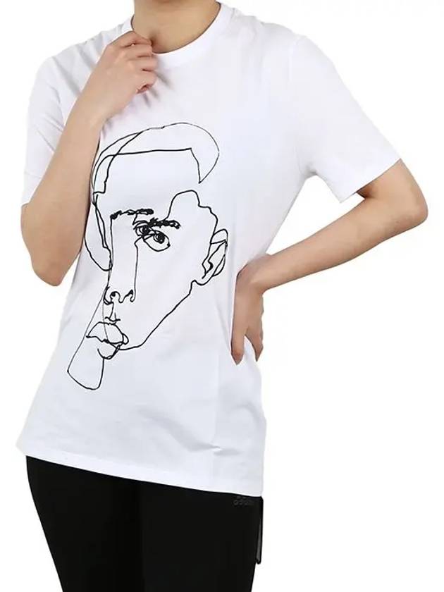 Portrait Printing T-Shirt White Woman PBJT489P - NEIL BARRETT - BALAAN 3