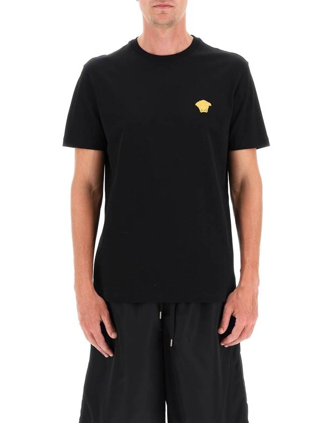 Medusa Embroidery Cotton Short Sleeve T-shirt Black - VERSACE - BALAAN 3