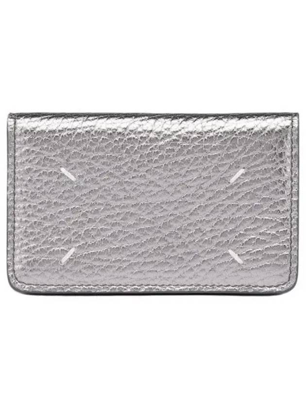 Stitched Leather Card Wallet Silver - MAISON MARGIELA - BALAAN 2