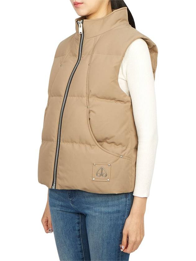 Women's Logo Patch Zipper Padded Vest Brown - MOOSE KNUCKLES - BALAAN 4