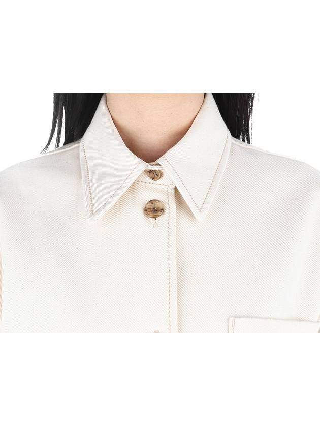 Triangle Logo Cotton Short Sleeve Shirt Ivory - PRADA - BALAAN 6