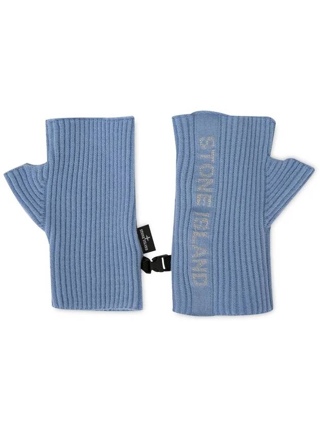 Men's Lettering Logo Gloves Powder Blue - STONE ISLAND - BALAAN 4