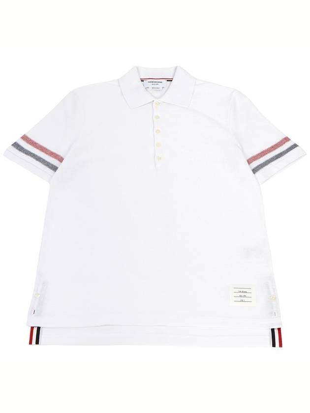 Men's RWB Stripe Cotton Polo Shirt White - THOM BROWNE - BALAAN 2