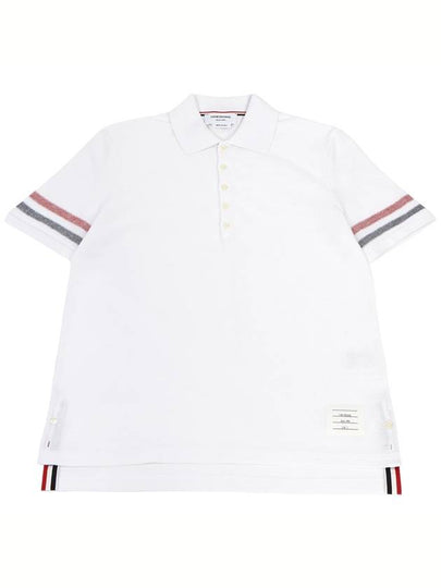 Men's RWB Stripe Cotton Polo Shirt White - THOM BROWNE - BALAAN 2