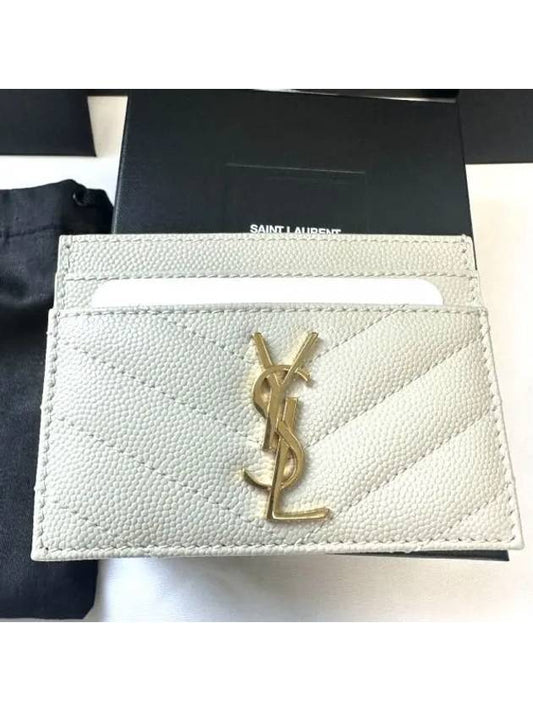 Gold Hardware Matelasse Caviar Leather Card Wallet Blanc Vintage - SAINT LAURENT - BALAAN 2