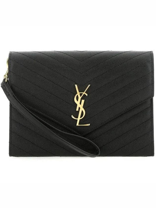 Grain De Poudre Cassandre Clutch Bag Black - SAINT LAURENT - BALAAN 2