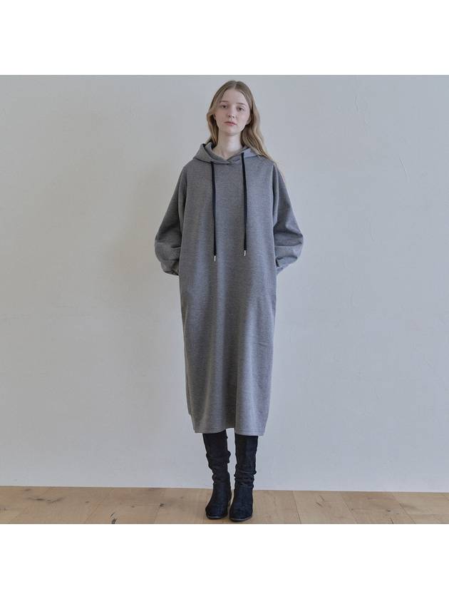 Volume Sleeve Long Hooded Dress CHARCOAL brushed - AVANT-G - BALAAN 6