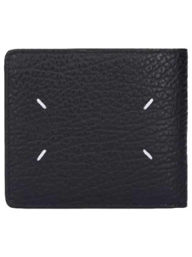 Stitched grainy leather half wallet black - MAISON MARGIELA - BALAAN 1