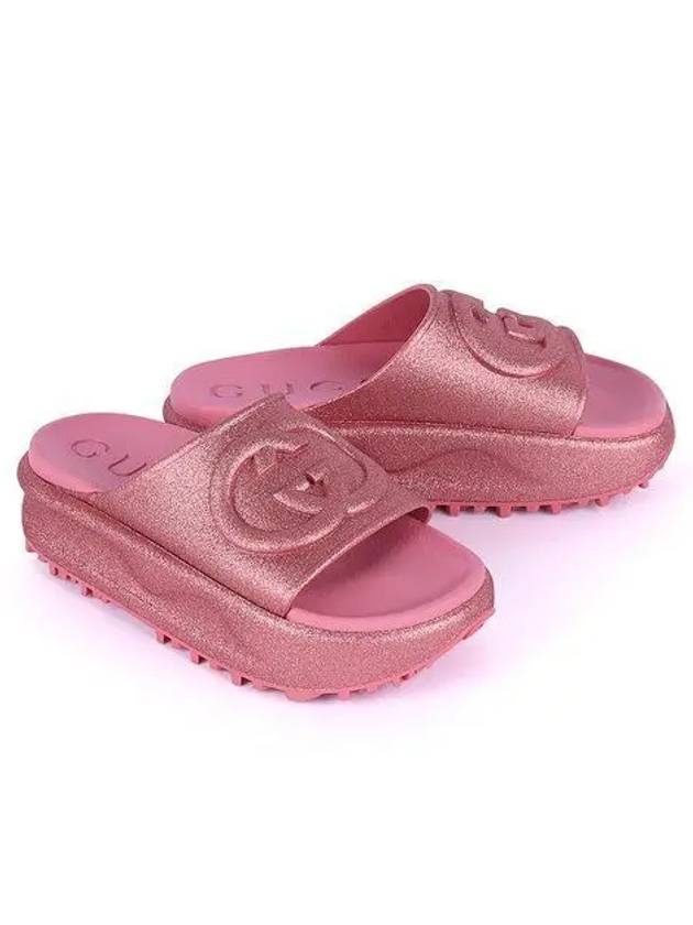 Interlocking G Slide Slippers Rose Pink - GUCCI - BALAAN 2