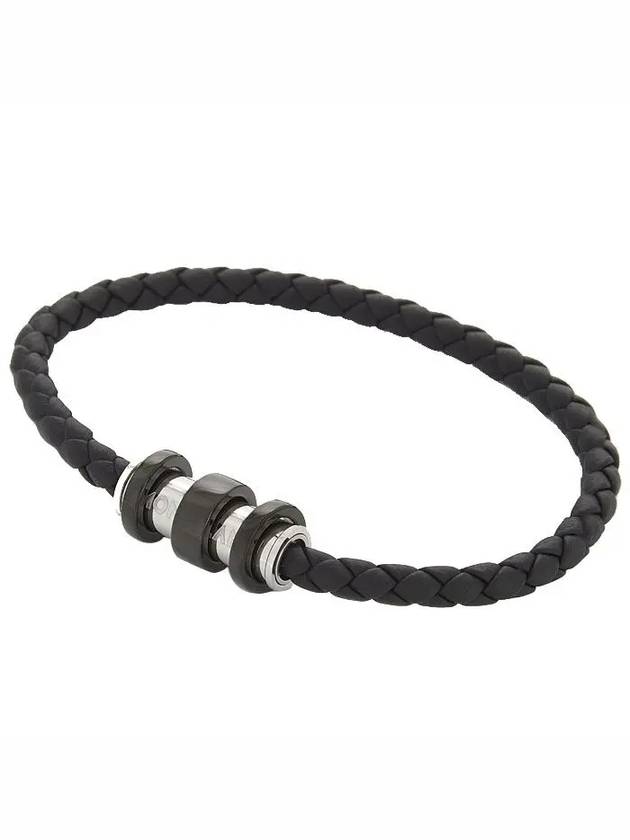 Woven Leather Steel Closing Bracelet Black - MONTBLANC - BALAAN 3