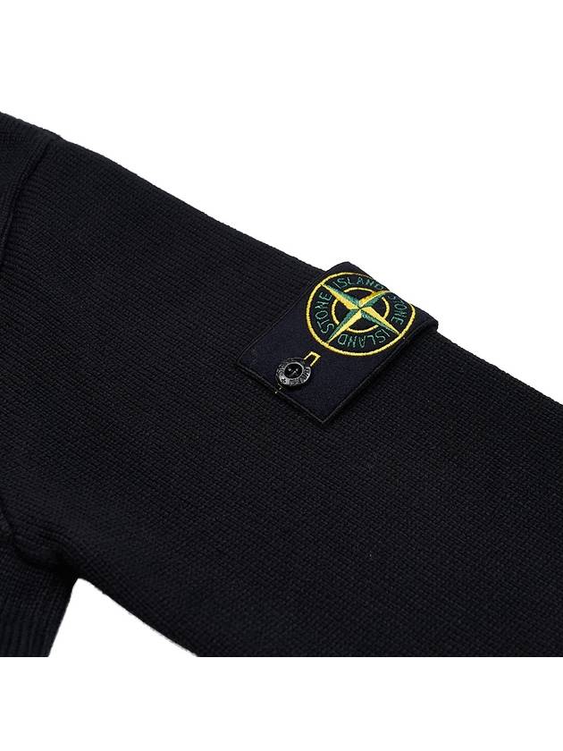 Round Neck Wappen Organic Knit Top Black - STONE ISLAND - BALAAN 6