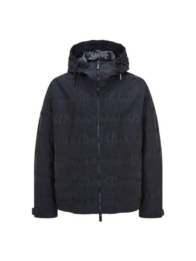 Men s Embossed Logo Pattern Hooded Jacket Black - GIORGIO ARMANI - BALAAN 1