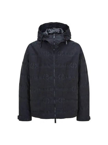 Men s Embossed Logo Pattern Hooded Jacket Black - GIORGIO ARMANI - BALAAN 1