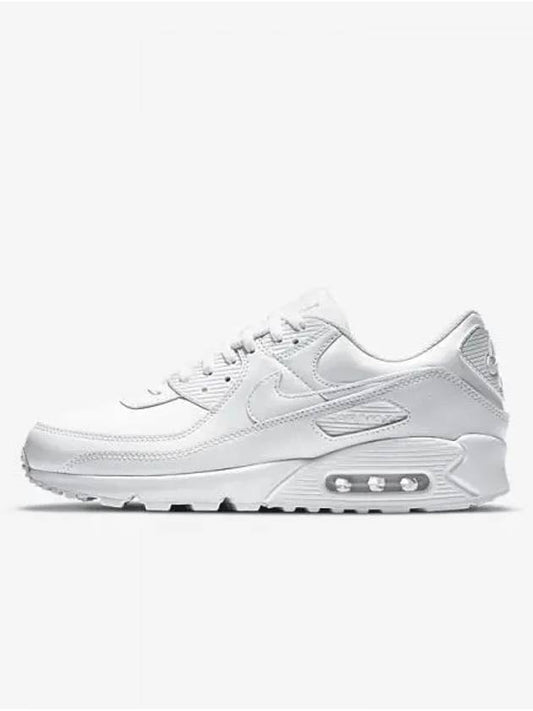 Air Max 90 Leather Low Top Sneakers Triple White - NIKE - BALAAN 2