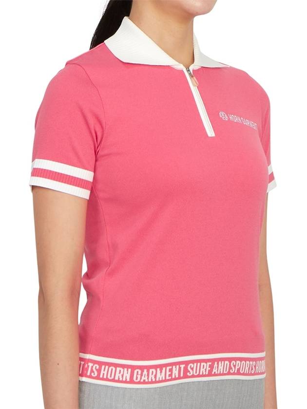 Women's Logo Short Sleeve PK Shirt Pink - HORN GARMENT - BALAAN 4