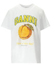 Women's Relaxed Peach Print Short Sleeve T-Shirt White - GANNI - BALAAN 1