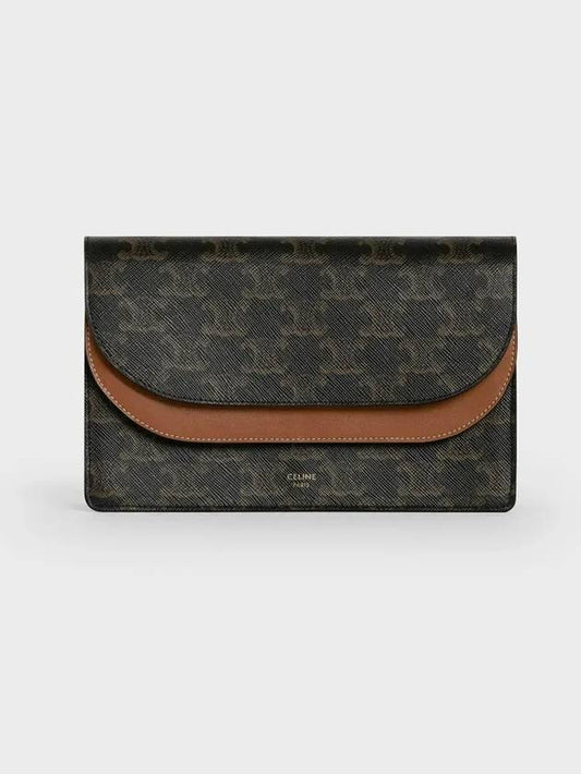 Wallet on Strap in Triomphe Canvas and Smooth Lambskin Tan - CELINE - BALAAN 2
