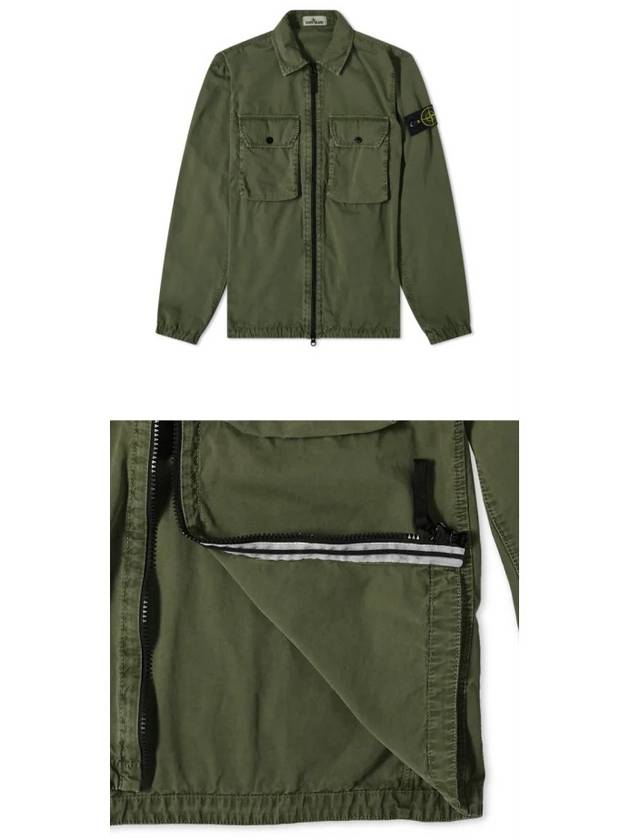 Waffen Patch Two Pocket Cotton Over Zip Up Jacket Sage Green - STONE ISLAND - BALAAN 5