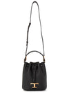 T Timeless Leather Micro Logo Bucket Bag Black - TOD'S - BALAAN 8