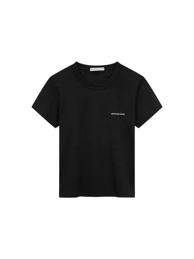 Mini Logo Short Sleeve T Shirt Black - ALEXANDER WANG - BALAAN 1