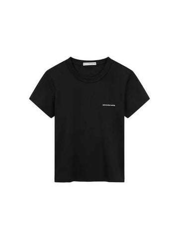 Mini Logo Short Sleeve T Shirt Black - ALEXANDER WANG - BALAAN 1