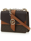 Greenwich Small Color Block Logo Saffiano Leather Cross Bag Brown - MICHAEL KORS - BALAAN 3