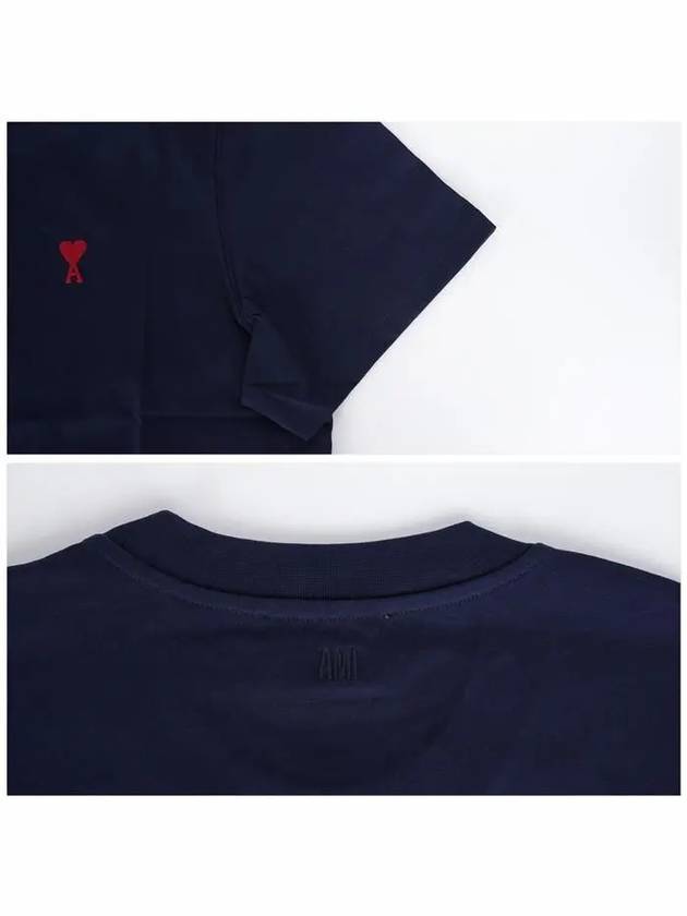 Small Heart Logo Short Sleeve T-Shirt Navy - AMI - BALAAN 7