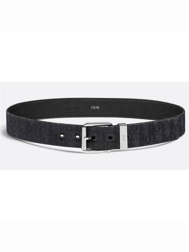 Logo Jacquard Leather Belt Black - DIOR - BALAAN 2