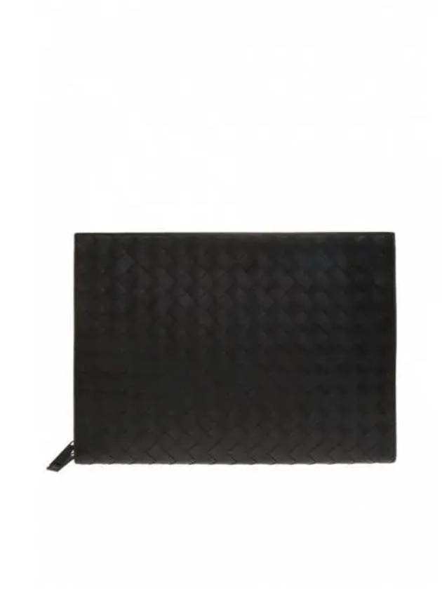 Intrecciato Document Clutch Bag Black - BOTTEGA VENETA - BALAAN 2