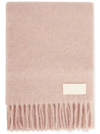 Logo Patch Fringe Wool Muffler Nude Pink - AMI - BALAAN 2