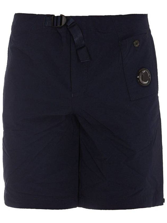 Stretch Belt Bermuda Shorts Blue - CP COMPANY - BALAAN 1