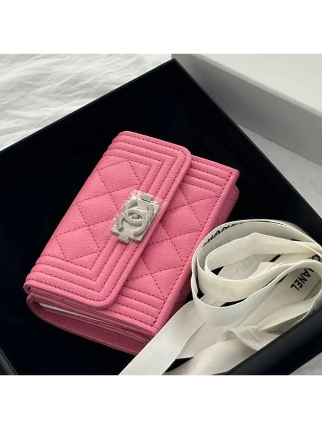 Chanel Boy Logo Light Pink Bicycle Wallet A84432 - HERMES - BALAAN 1