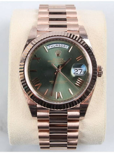 Rolex Day Date Rose Gold Olive Green 21 Years - ROLEX - BALAAN 1