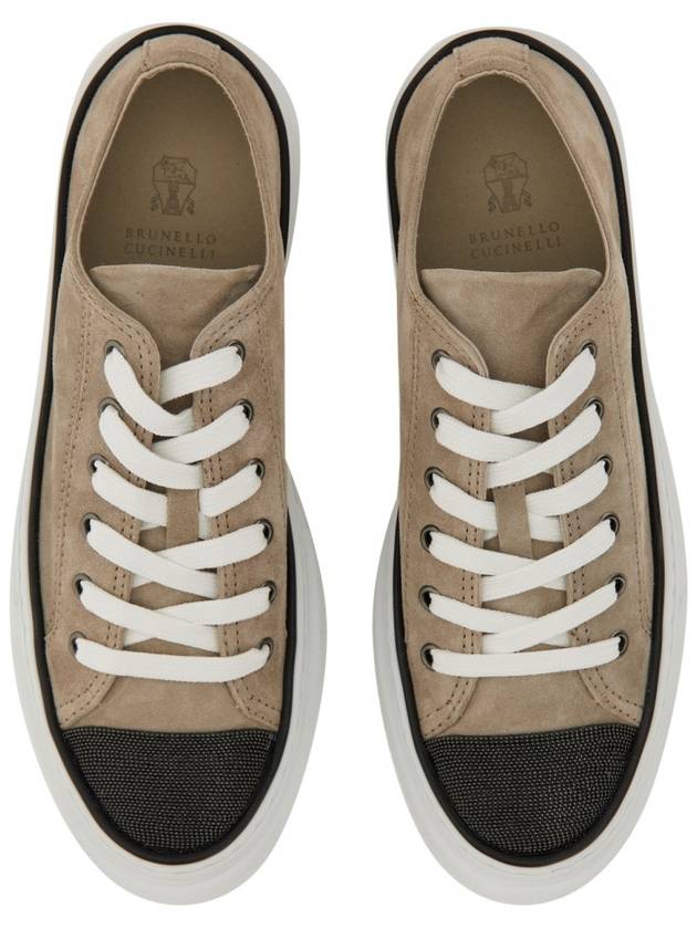 Suede Low Top Sneakers Beige - BRUNELLO CUCINELLI - BALAAN 4