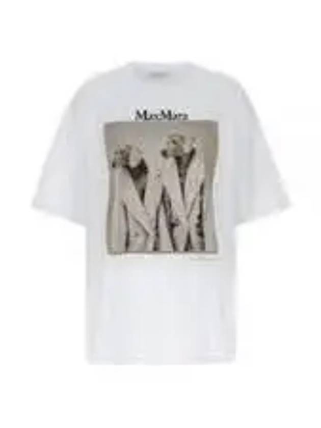 Women's Tacco Print Logo Cotton Short Sleeve T-Shirt White - MAX MARA - BALAAN 2