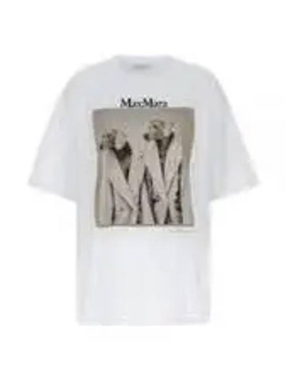 Women's Tacco Print Logo Cotton Short Sleeve T-Shirt White - MAX MARA - BALAAN 2