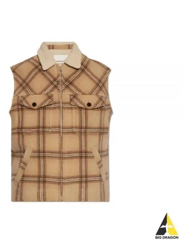 Kiran Check Mustang Vest Camel - ISABEL MARANT - BALAAN 2