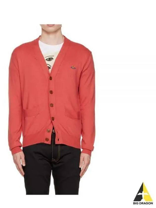 ORB Embroidery Logo V Neck Cardigan Red - VIVIENNE WESTWOOD - BALAAN 2