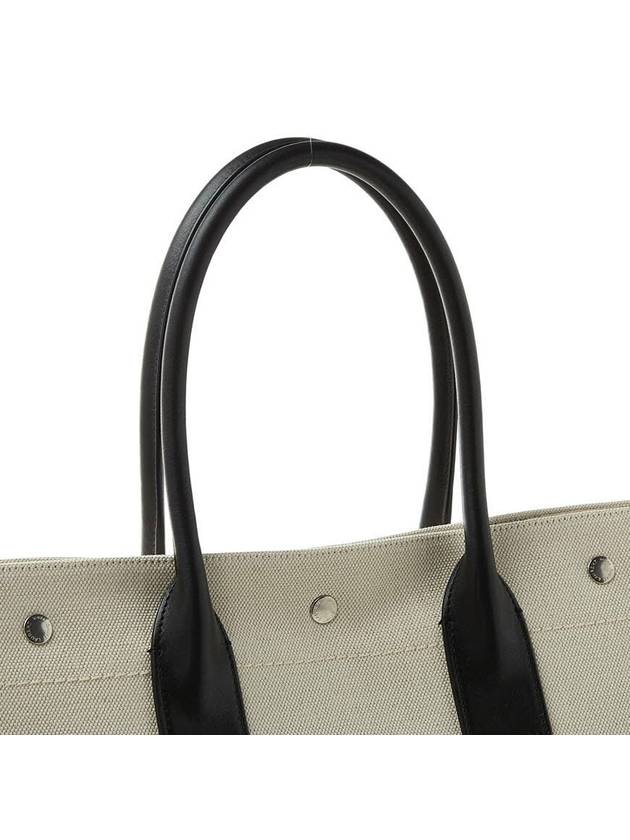 Rive Gauche Logo Linen Small Tote Bag Black Natural - SAINT LAURENT - BALAAN 9