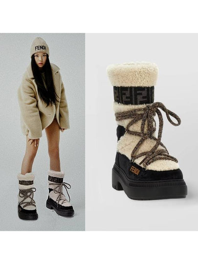 Apres Chic Sheepskin Winter Boots White - FENDI - BALAAN 2