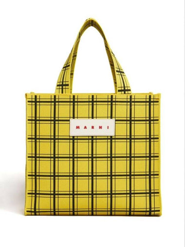 Jacquard Check Logo Tote Bag Yellow - MARNI - BALAAN 1