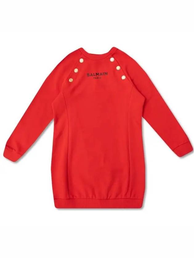 Kids 6 10 Logo Gold Button Jersey Dress - BALMAIN - BALAAN 1