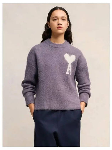 Unisex Alpaca Intarsia Adc Knit Sweater Lilac Domestic Product GM0024092544692 - AMI - BALAAN 1