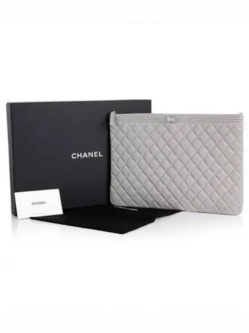 Boy Caviar Silver Elder Logo Gray Large Clutch Belt 271354 - CHANEL - BALAAN 1