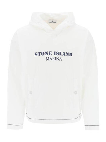 Old Treatment Oversized Fit Cotton Hoodie White - STONE ISLAND - BALAAN 1